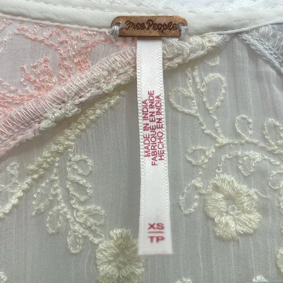 Free People Bloomfield Patchwork delicate sheer fabric tie front top - Picture 4 of 10